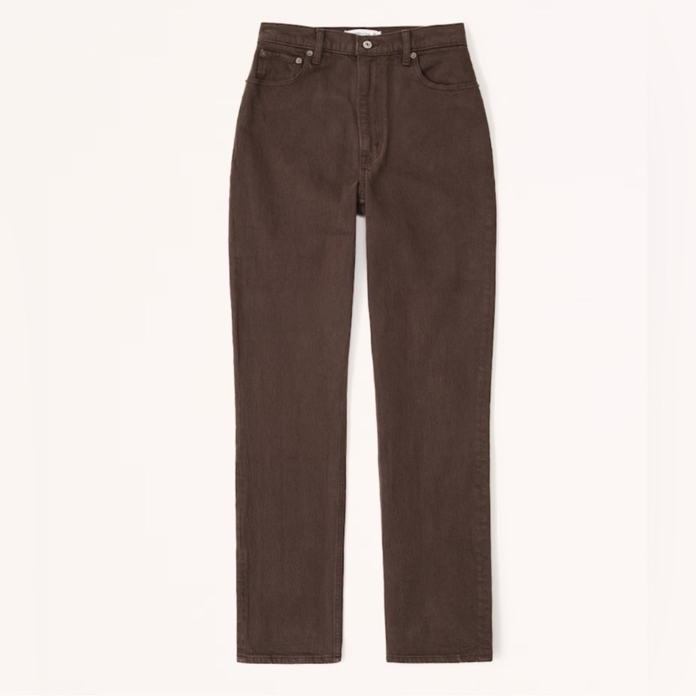 Abercrombie ‘90s Straight Ultra High Rise Straight Curve Love Tall Brown Jeans